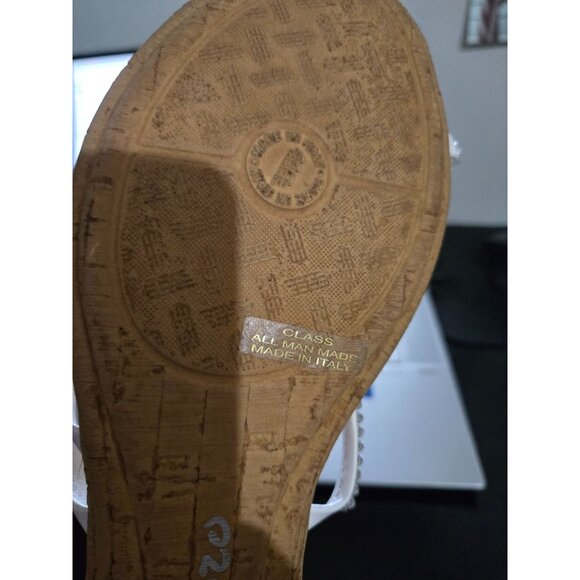 Toscanella Womens Slip On Sandals Size 7 Summer Glitter Neutral Glam Sparkly - Picture 10 of 11